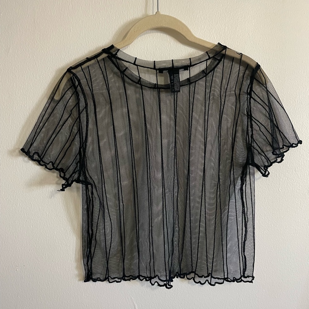 Black Sheer Striped Top